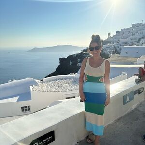 Sleeveless Colorblock Maxi Dress in Cream, Green and Blue